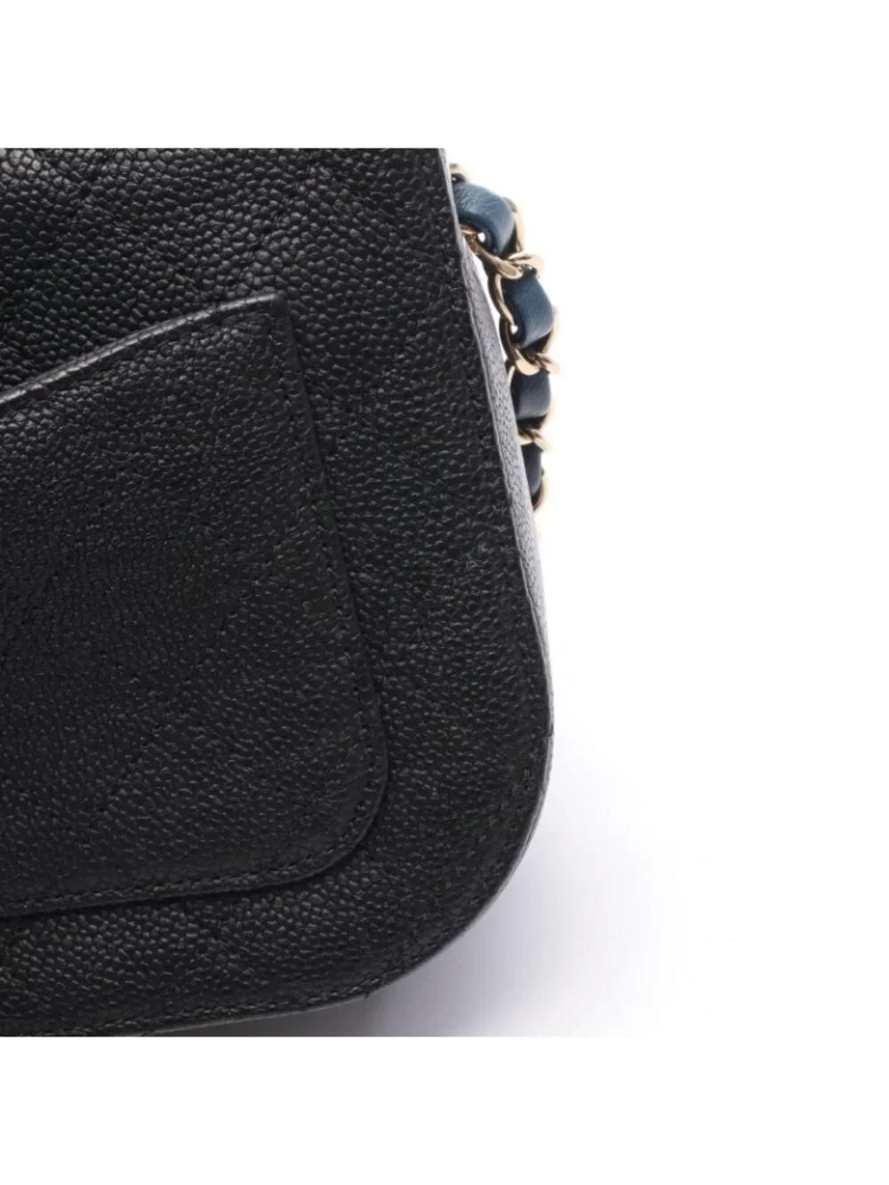 Chanel Shoulder Bag Quilted Half Coco Black Caviar Leather 2-Way Chain